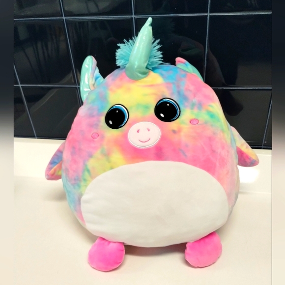 Hug Fun Tie dye unicorn Pegasus pony round squishy plush stuffed animal fairy co - Picture 3 of 14
